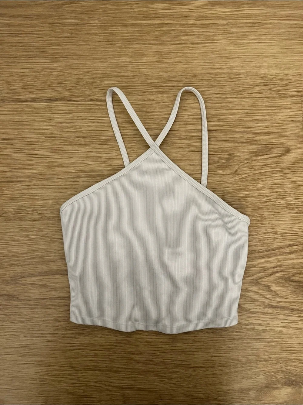 ALO Goddess Ribbed Cross Crop Top | White